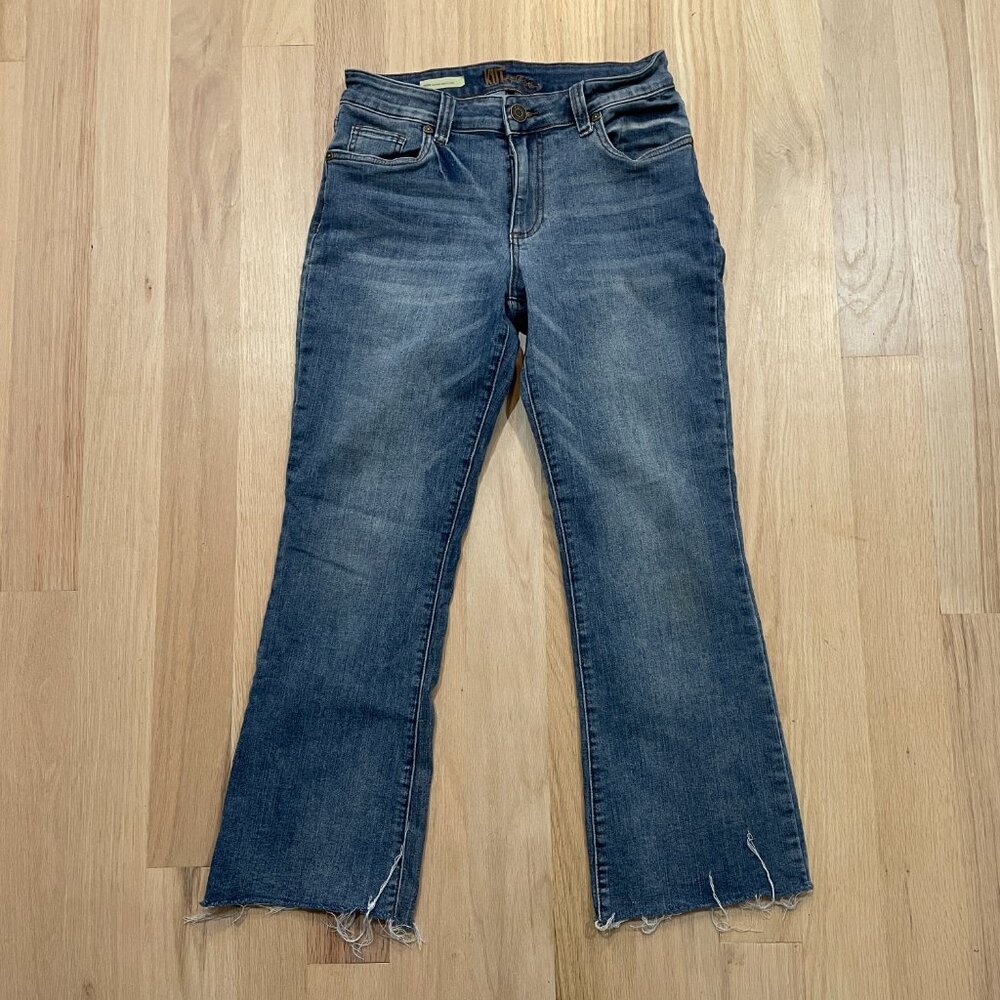 Nikki Raw Hem Mid Rise Ankle Flare Jeans
